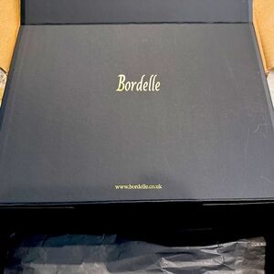Black Bordelle Lingerie magnetic Gift Box with black tissue and sticker